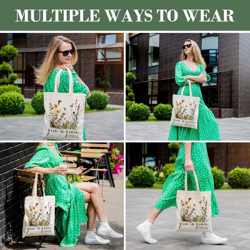 Nuhany Christian Gifts Canvas Tote Bag Aesthetic for Women Mom, Religious Birthday Gifts Reusable Grocery Shopping Bags, Shoulder Tote Bag for Christian (B02)