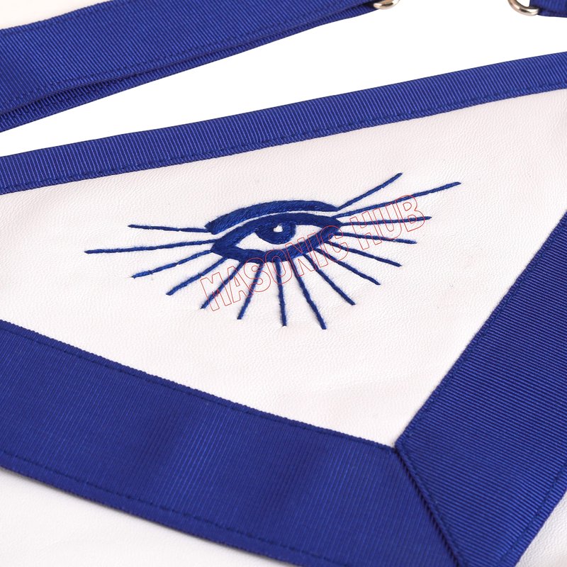 MasonicHub Blue Lodge Past Master Mason Apron Hand Embroidered with Square & Compass 100% Lambskin Past Master Masonic Apron