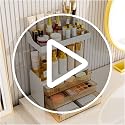 5-Tier Acrylic Makeup Organizer with 3 Drawers, Gold Frame Vanity Storage