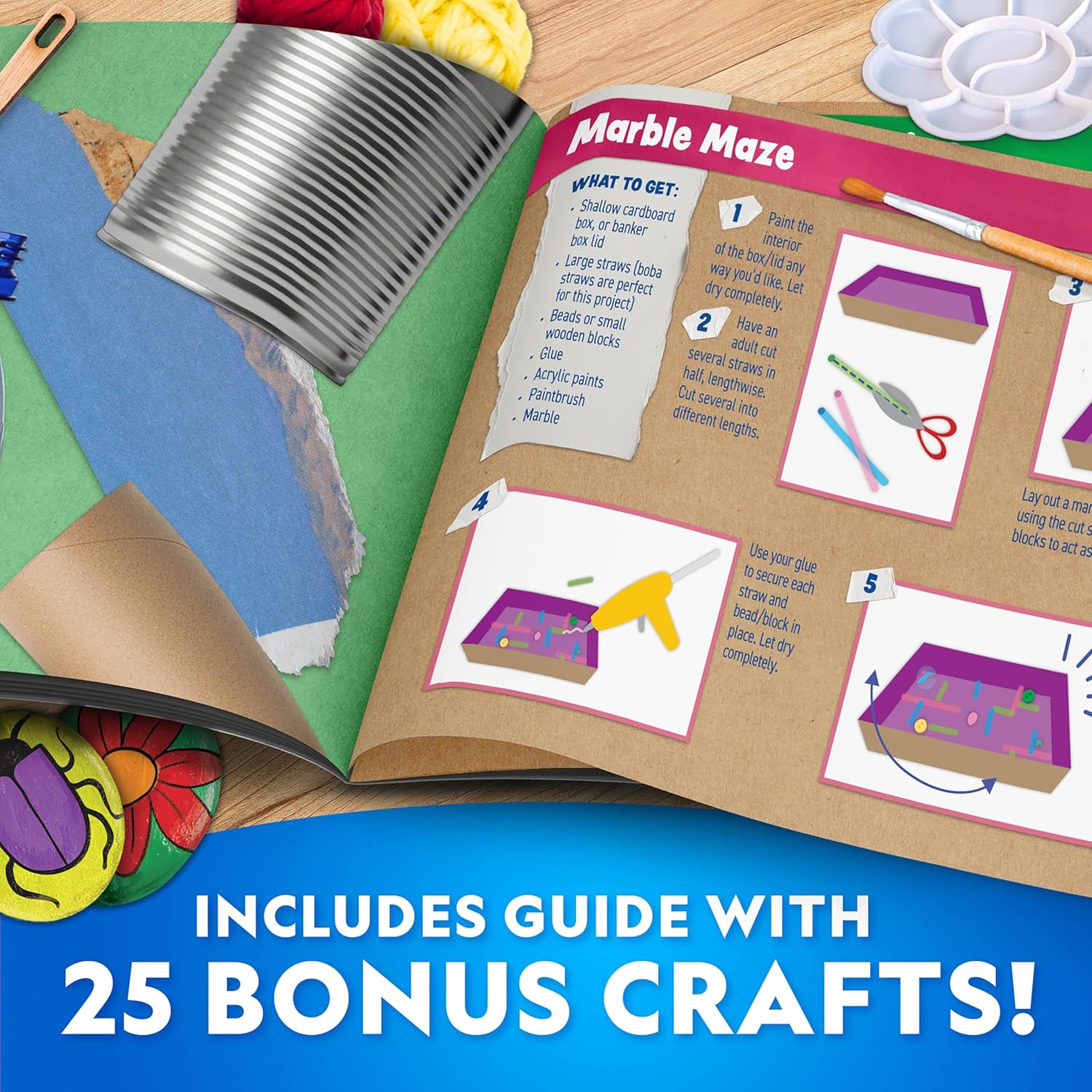 National Geographic Mega Arts & Crafts Activity Kit - 3-in-1 Craft Set for Kids | Build, Paint & Weave