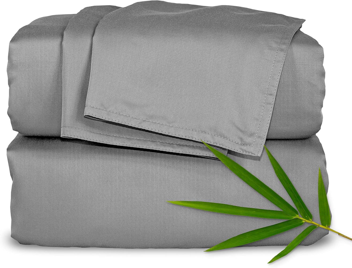 Pure Bamboo King Sheets - Luxuriously Soft & Cooling 100% Organic Viscose Bed Sheet Set | Stone Grey, Double Stitching