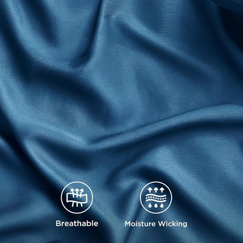 Bedsure King Size Cooling Sheets Set - Breathable Rayon from Bamboo, Soft & Luxurious, Deep Pocket Teal
