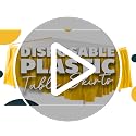 Disposable White Plastic Table Skirts, 14ft Adhesive Table Wrap, 6 Pack
