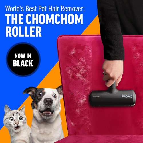 ChomChom Roller Pet Hair Remover - Eco-Friendly Lint Roller for Cats & Dogs | Portable & Reusable (Black)