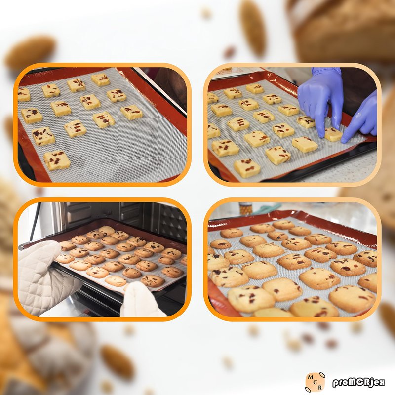 proMCRjex Silicone Baking Mats Half Sheet/Full Sheet Non-Stick Cookie Sheet for Baking Silicon Baking Mat Set (12” x 16” & 16” x 24” Pack of 2)