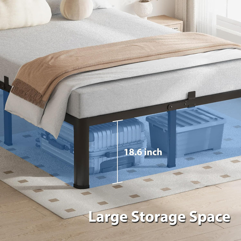 VIPSHOW 20-Inch Heavy Duty Queen Bed Frame - Metal Platform with Noise-Free Design & Easy Assembly
