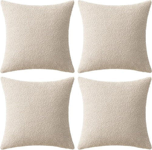MIULEE Decorative Boucle Throw Pillow Covers - Soft 18x18 Inch Beige Accent Cushions for Modern Farmhouse Decor