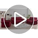 Ivory Stretch Sofa Cover with Skirt | Durable Slipcover for 3-Seater