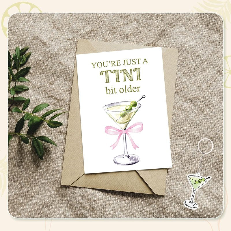 Paterr 6 Pcs Martini Gift Includes Makeup Bag, Martini Tote Bag, Acrylic Keychain, Hair Scrunchy, Martini Socks, Martini Birthday Cards for Bachelorette Party Cocktail Martini Lover Gift Decoration