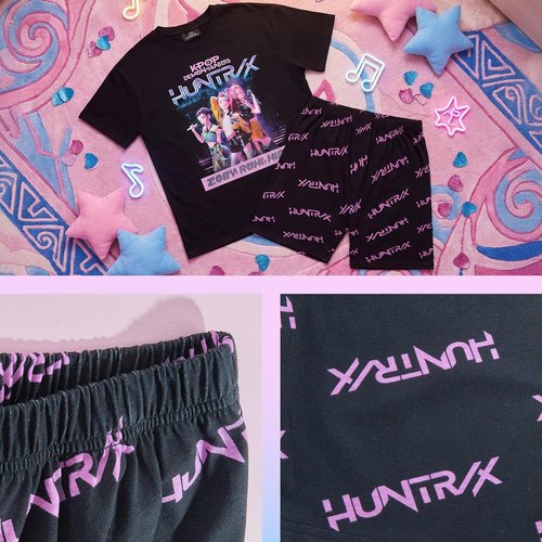 KPop Demon Hunters | Officially Licensed 2-Pc Girls' Pajama Set - Soft T-Shirt & Shorts, Ages 5-14