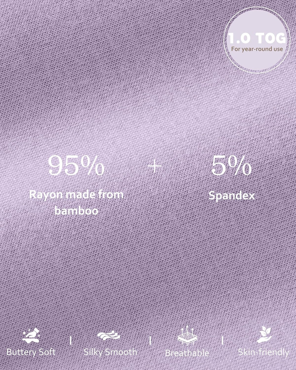 Rayon Made from Bamboo Baby Sleep Sack - Soft 1.0 Tog Wearable Blanket for Infants | 6-12 Months, Purple Butterfly (2 Pack)