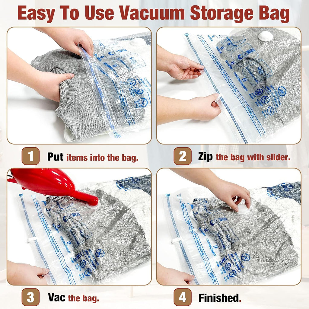 Skiennix Vacuum Storage Bags - 10 Large Space Saver Seal Bags for Clothes & Bedding | 10L Capacity
