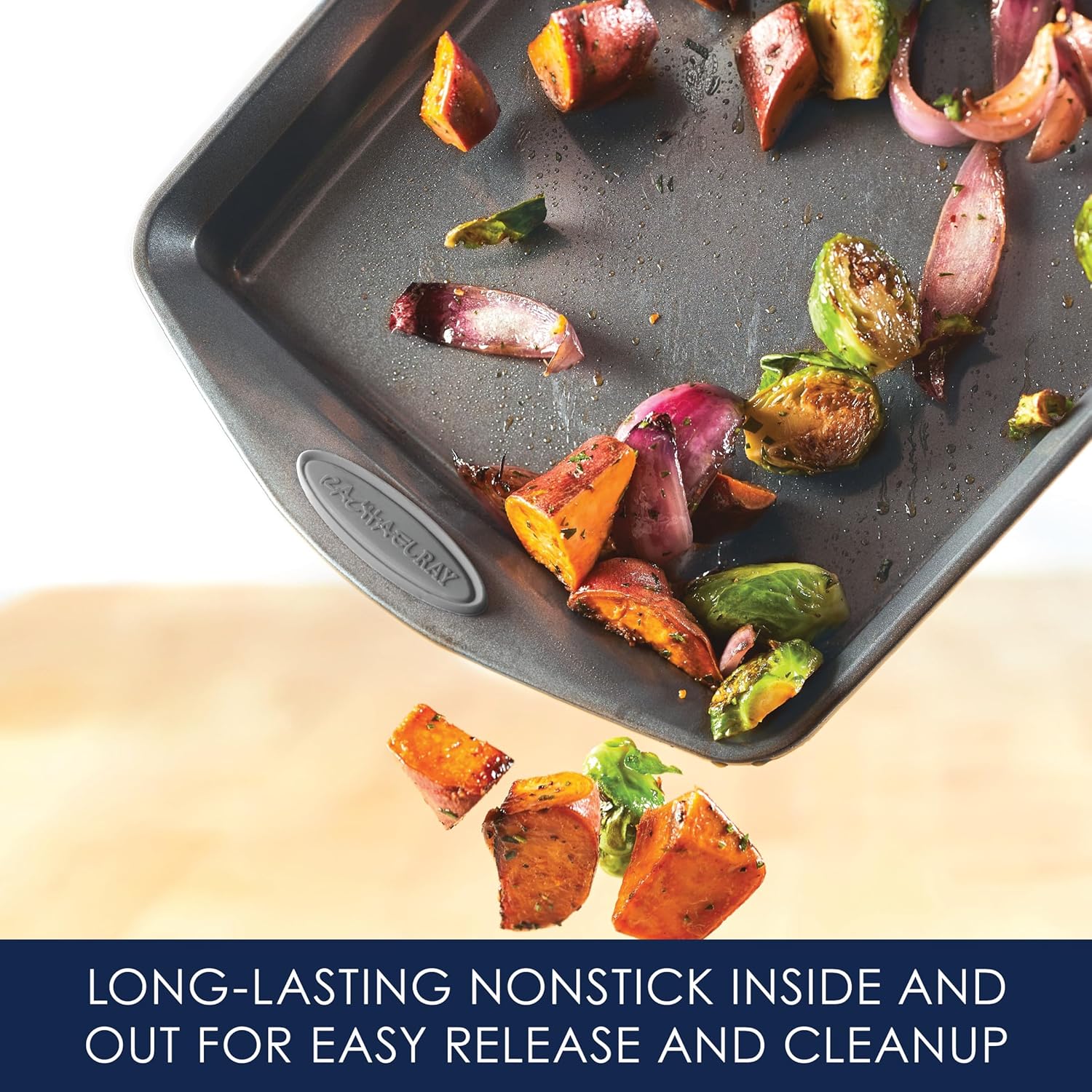 Rachael Ray Nonstick Bakeware Set - 3-Piece Cookie Sheets with Grips in Gray & Sea Salt Gray