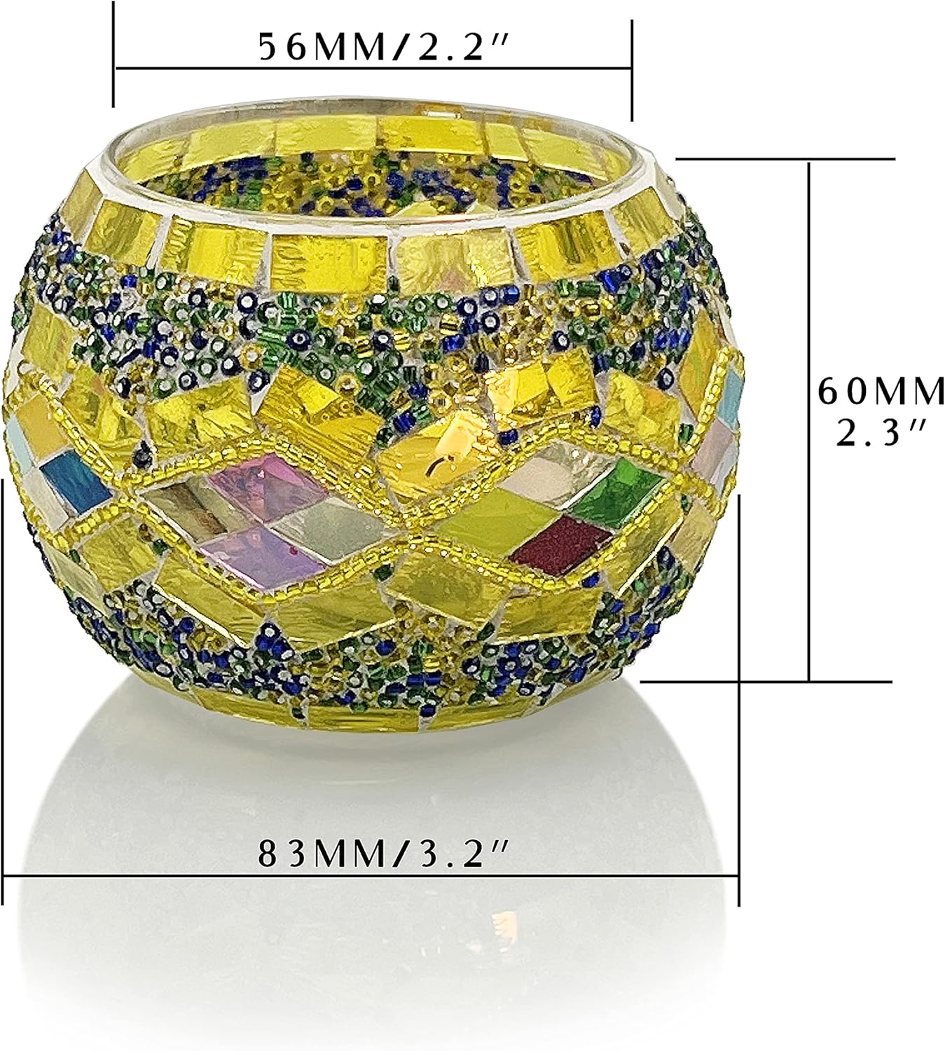 SHMILMH Glass Candle Holders - Handmade Mosaic Votive Set of 4 | Perfect for Diwali & Christmas Table Decor