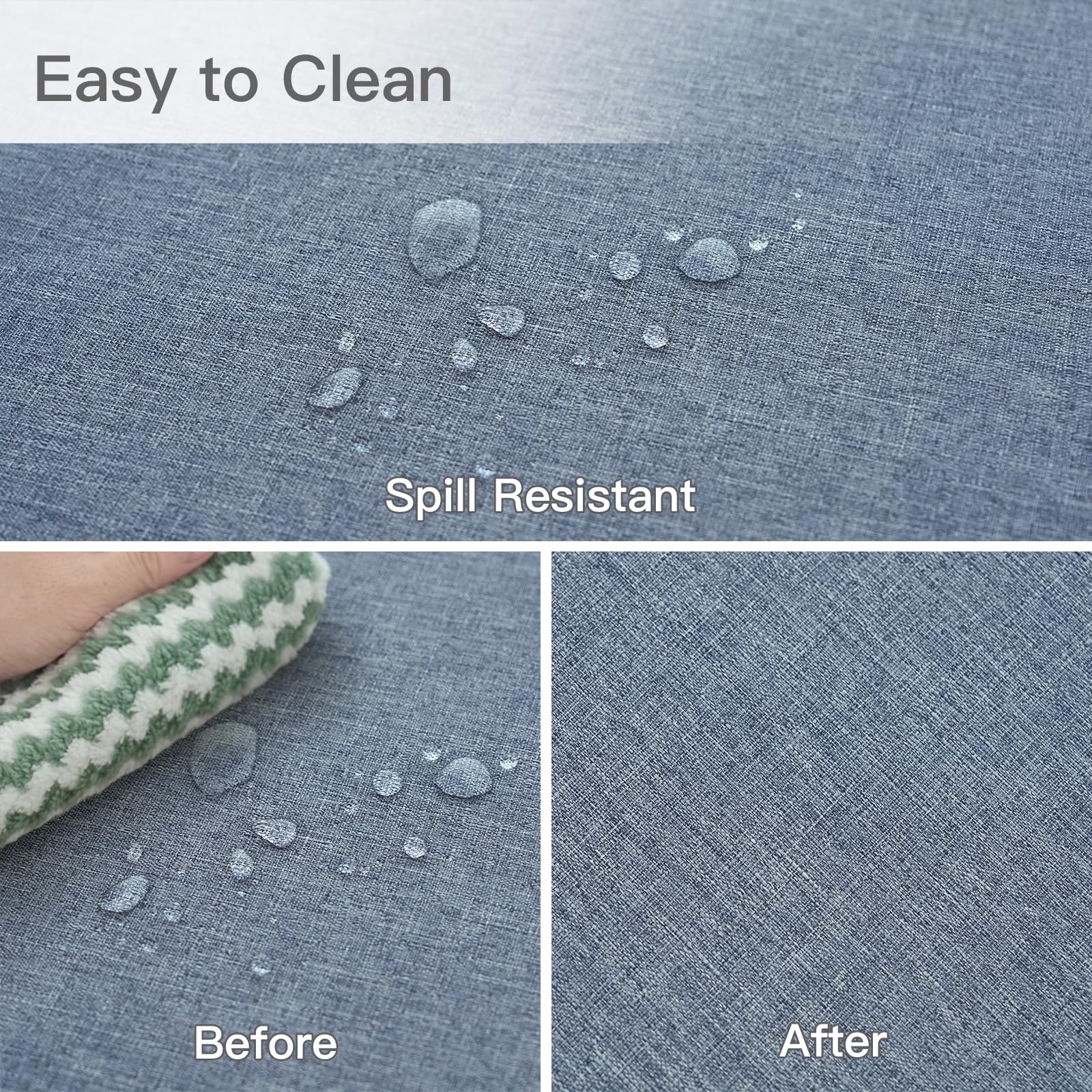 maxmill Rectangle Linen Textured Tablecloth Waterproof Spillproof Wrinkle Free Washable Fabric Table Cloth Kitchen Dining Tabletop Decoration Table Cover for Holiday Party, 52 x 70 Inch, Demin Blue