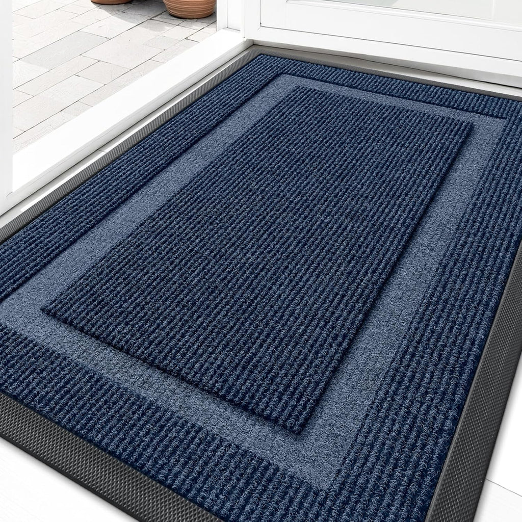 OLANLY Waterproof Front Door Mat - All-Weather Indoor/Outdoor Doormat | Sturdy Rubber, Easy Clean, 29.5x17, Blue