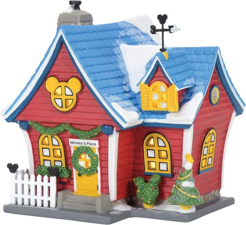 Department 56 Mickey's Christmas Lit House - 6.26 Inch Decorative Holiday Decor (Red)