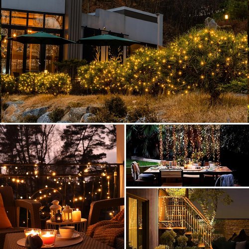 Btfarm Solar String Lights - 132FT 320LED Waterproof Fairy Lights with 8 Modes | Warm White Copper Wire for Outdoor Decor