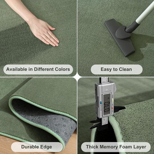 Amearea Area Rug - Thickened Memory Foam, Fluffy & Washable - 4x6 Feet Sage Green for Kids & Living Room