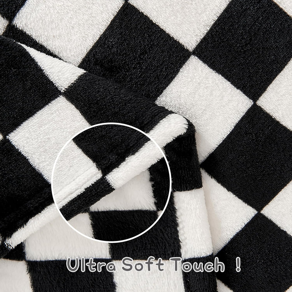 Yurhap Checkered Baby Blanket - Ultra Soft Fleece for Boys & Girls | Cozy 30''x40'' Infant Blanket in Black