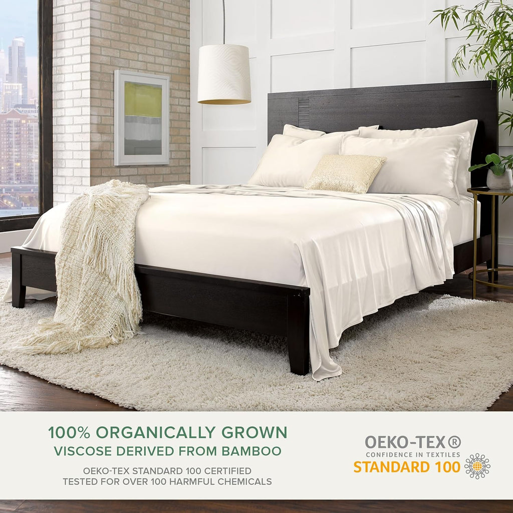 Pure Bamboo King Sheets - Luxuriously Soft 100% Organic Viscose Bed Sheet Set | Cooling & Durable (King, Ivory)