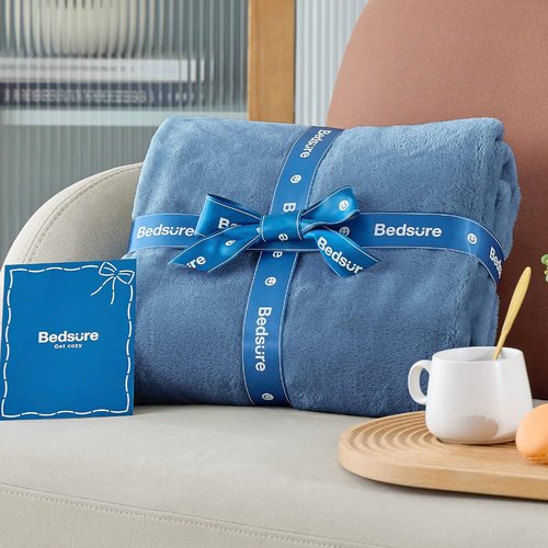 Bedsure GentleSoft Fleece Blanket - King Size Plush Cozy Microfiber in Washed Blue, 108x90 Inches
