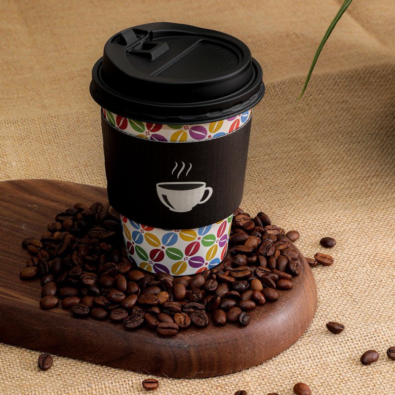 100 Pack 12 oz Paper Coffee Cups with Lids and Sleeves, To Go Paper Cups for Hot & Cold Beverage, Sturdy Thick Paper & Leak-free, Black & White Designs for Home, Business, Café, Juice or Tea.