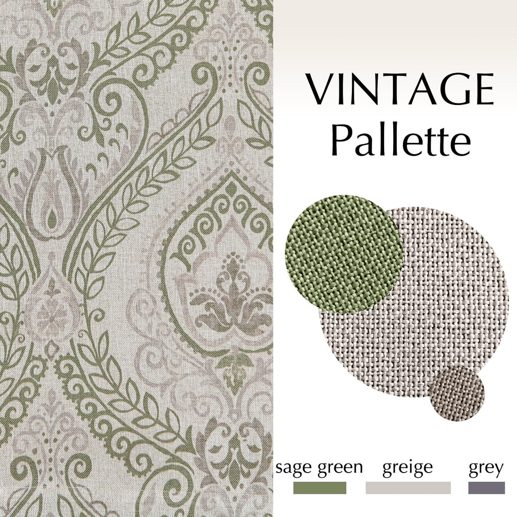 jinchan Sage Green Curtains for Living Room Darkening 84 Inch Length, Linen Textured Medallion Drapes for Bedroom, Damask Pattern Window Treatments Vintage Curtain Panels, 2 Panels Green