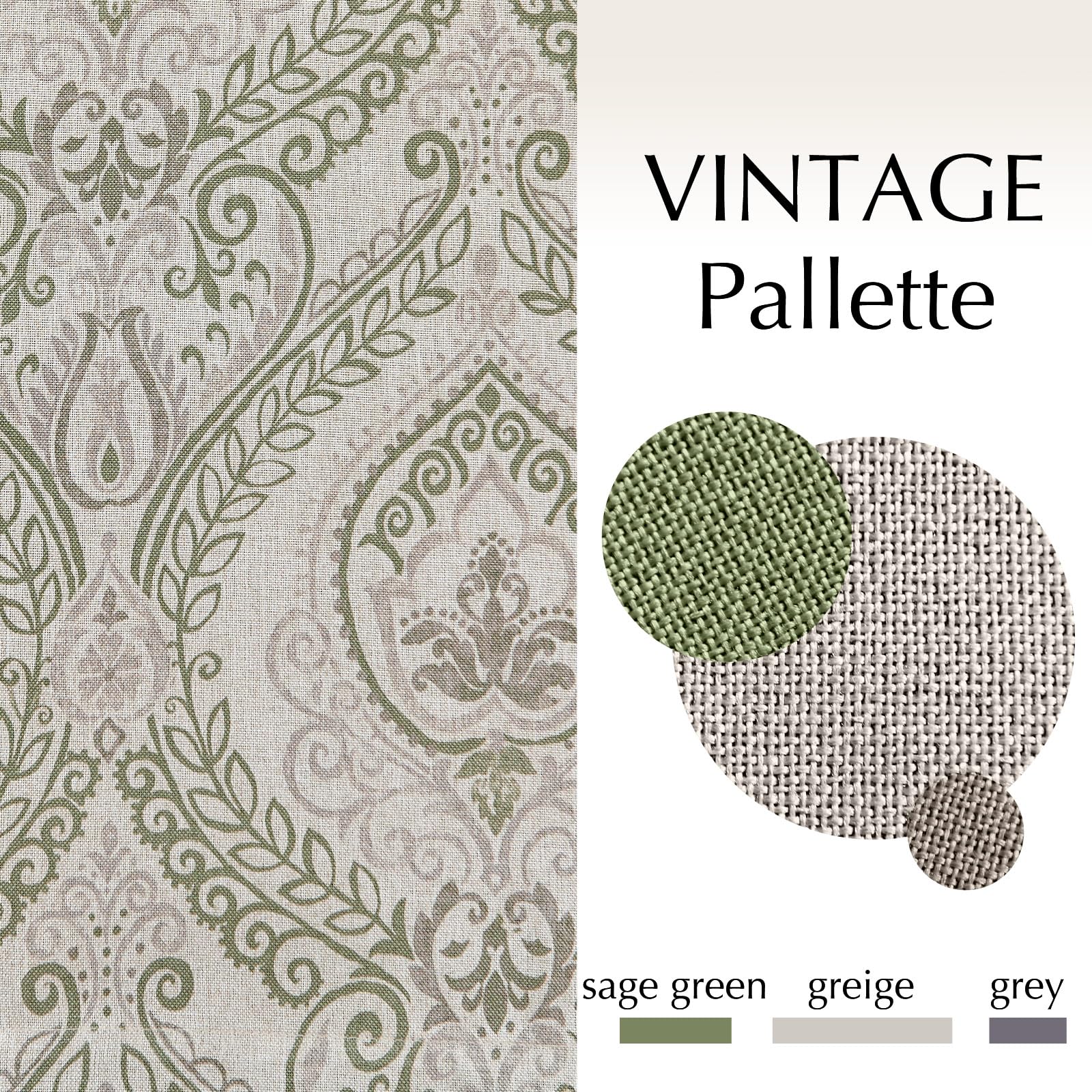 jinchan Sage Green Curtains for Living Room Darkening 84 Inch Length, Linen Textured Medallion Drapes for Bedroom, Damask Pattern Window Treatments Vintage Curtain Panels, 2 Panels Green