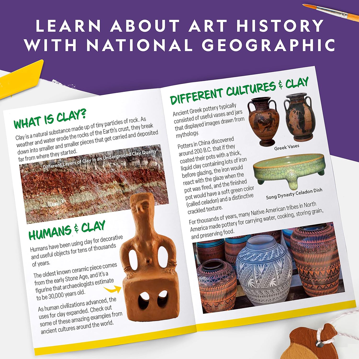National Geographic Modeling Clay Kit - Air Dry Clay for Kids with 2 lb. Clay, Tools & Paints