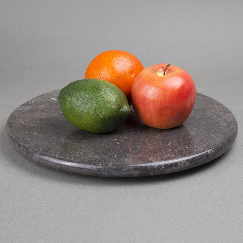 Creative Home Natural Charcoal Marble 12 Inch Round Cheese Board Charcuterie Board Dessert Bread Serving Platter For Kitchen Baking Party Serving, 12 Inch Diameter, Grey