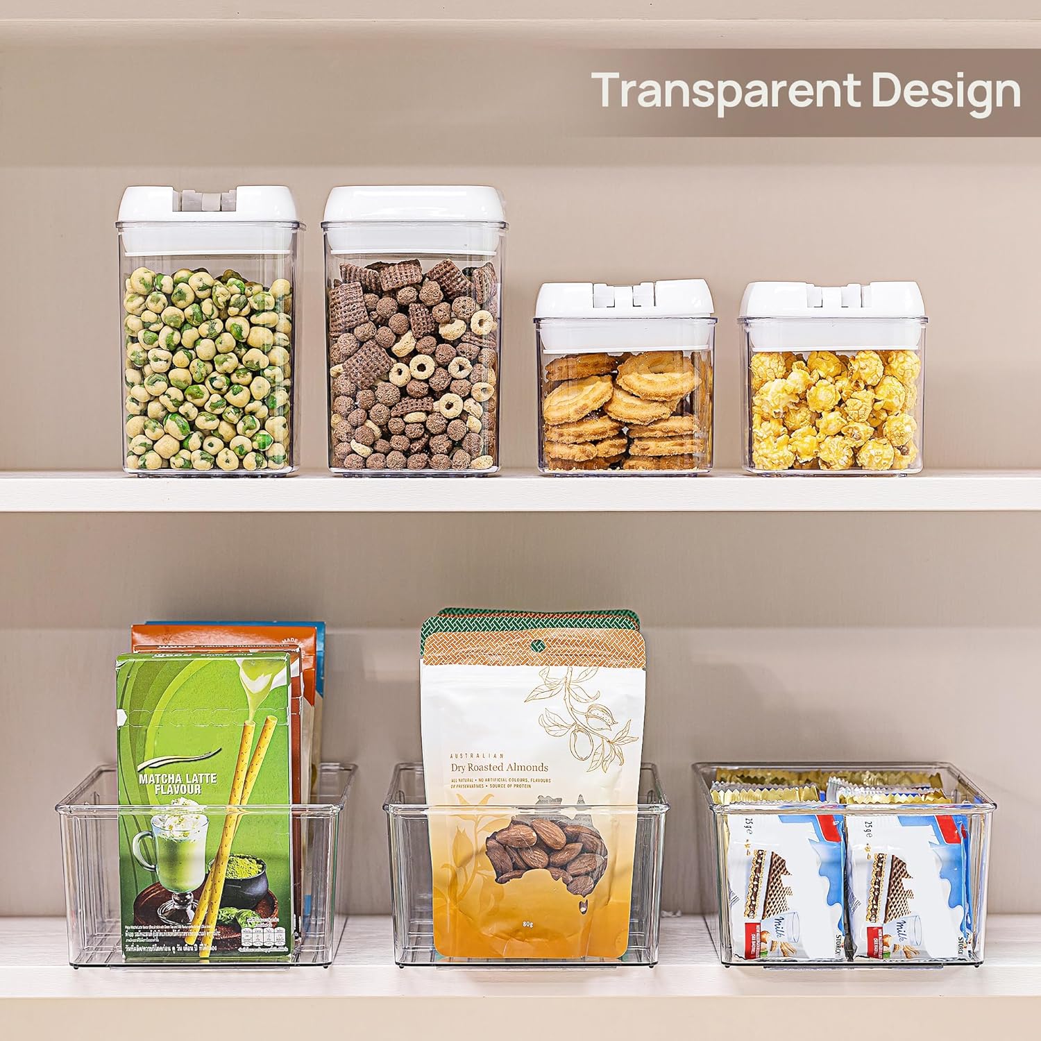 Vtopmart Food Storage Organizer Bins - 10 Pack Clear Plastic for Kitchen, Pantry & Fridge | 4 Compartment Design