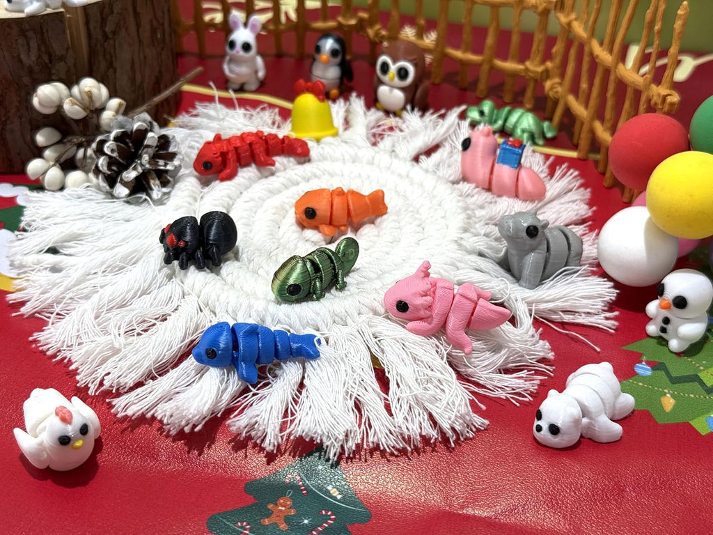 Skiennix 24 PCS 3D Printed Animal Collectibles - Fun Christmas Countdown Calendar Ornaments for Kids & Teens