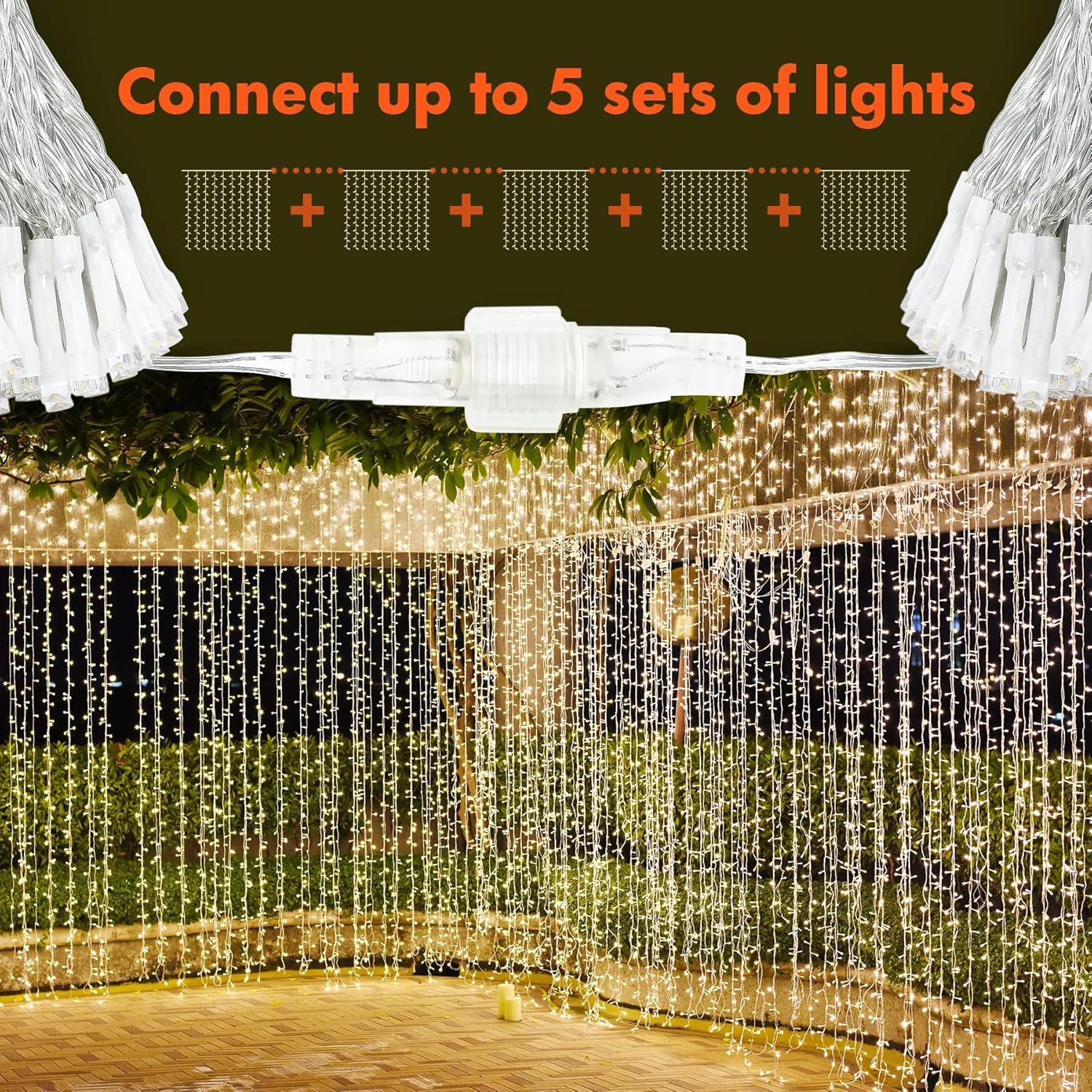 Twinkle Star 300 LED Fairy Curtain String Lights - 8 Modes for Bedroom & Wedding Decor | Warm White, 2 Pack