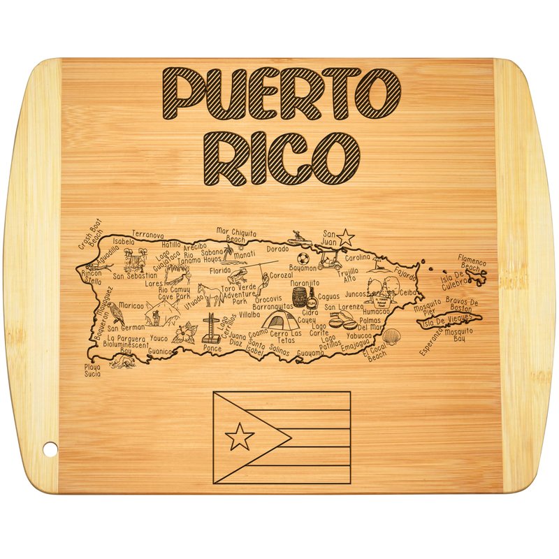 Puerto Rico Map Cutting Board - Bamboo Serving Board 11" x 8.5", Small Charcuterie Snack Board, Housewarming Gift, PR State Souvenir Kitchen Decor by Bambusi