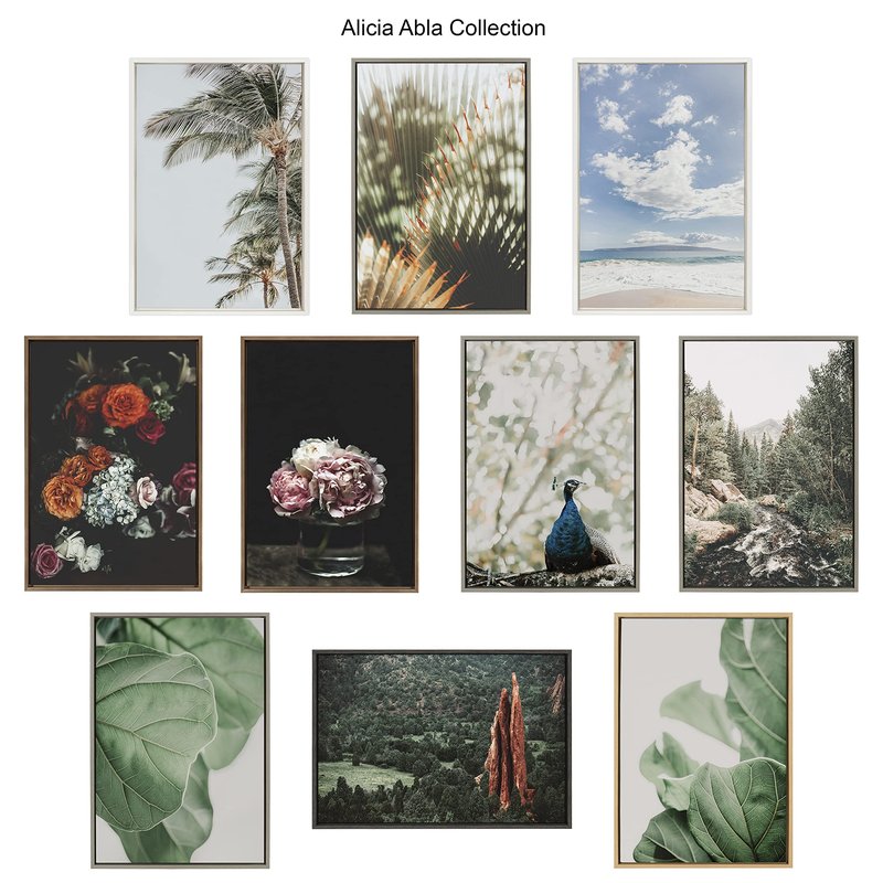 Kate and Laurel Sylvie Abundance Framed Canvas Wall Art by Alicia Abla, 23x33 Gold, Decorative Floral Art Print for Wall