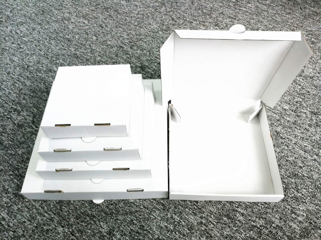 12" Premium White Corrugated Pizza Boxes Take Out Containers, DIY Decoration for Gift Box by SAI (10 Pack) (12" Length x 12" Width x 1.8" Depth)