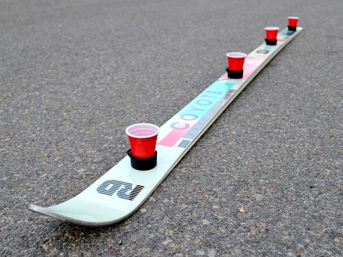 Big Shots Shooter Ski Kit, Peel-and-Stick Adhesive Mounts, No Tools Required, Fits All Standard Size Shot Glasses, 4 Mounts (Bombdiggity Black)