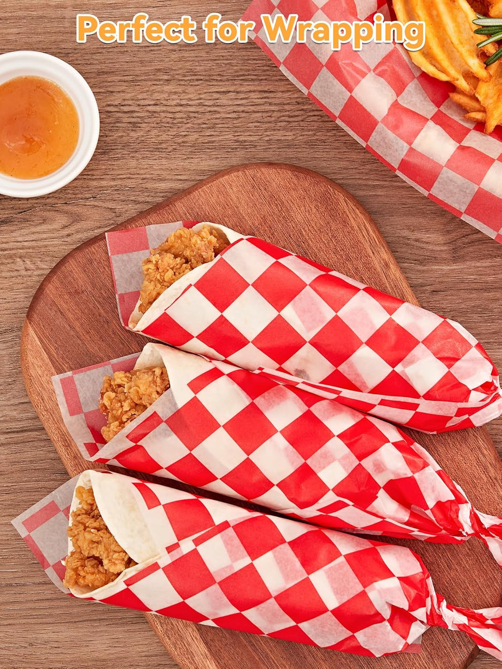 SMARTAKE 12 x 12 Inches Non-Stick Wax Paper - 250 Pcs Red Plaid Hamburger Patty & Sandwich Separators