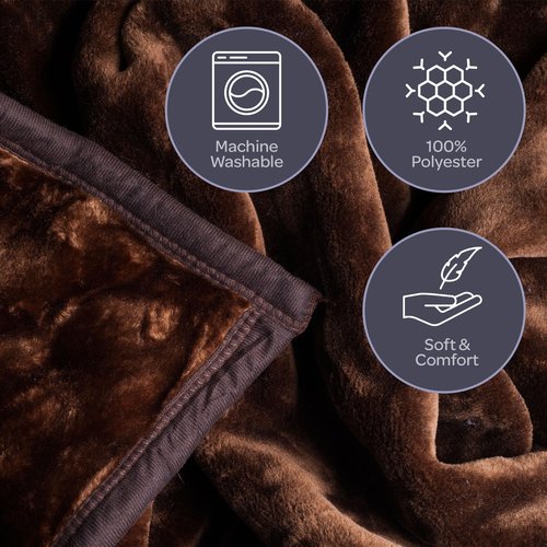 Bedford Home Faux Fur Throw Blanket - Oversized 91x81 Soft Mink-Style, Machine-Washable Bedding - 7.8lb Heavy Throw Blanket for Bed or Sofa (Coffee)