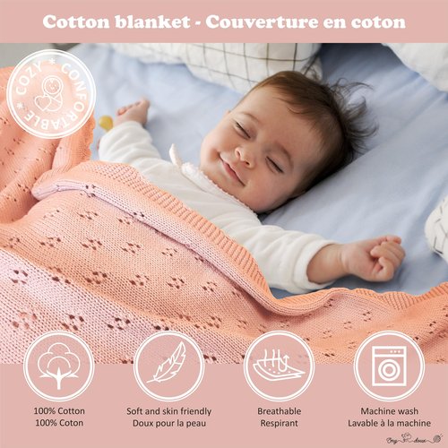 Baby Toddler Set in Gift Box, BabyShower and Newborn Gift Set, Cotton Blanket, Wooden Hair Brush Set, Soft Crochet Bunny, Baby Gift Basket for Newborn, Baby Gift Box (Peach)