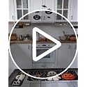 Halloween Kitchen Rugs Set of 2 with White Cat & Pumpkin Decor, Non-Slip Washable Floor Mats
