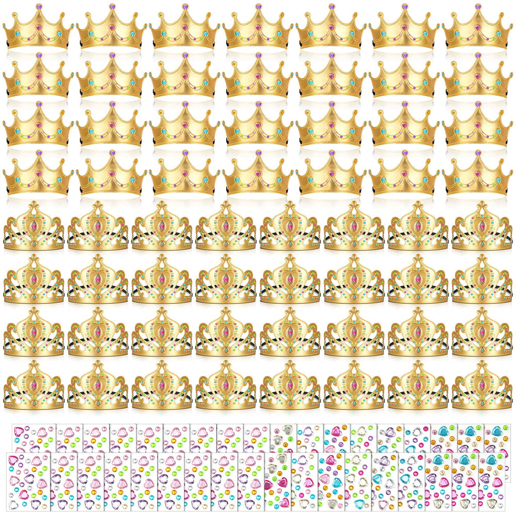 Sotiff 150 Pieces Foam Crowns Set for Kids Princess Tiaras Crowns Making Kits 90 Pcs Foam Princess Crowns and 60 Sheets Crystal Diamond Sticker for Kids' Party Supplies Decoration