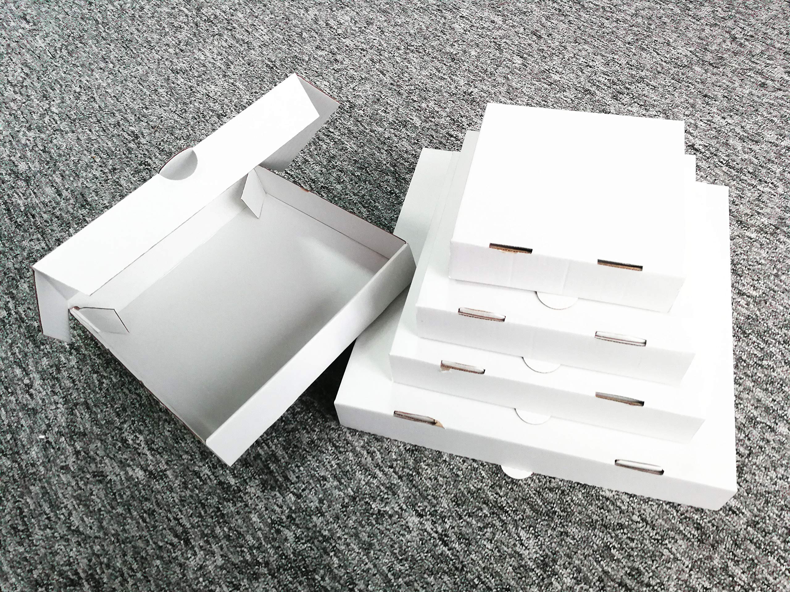 12" Premium White Corrugated Pizza Boxes Take Out Containers, DIY Decoration for Gift Box by SAI (10 Pack) (12" Length x 12" Width x 1.8" Depth)