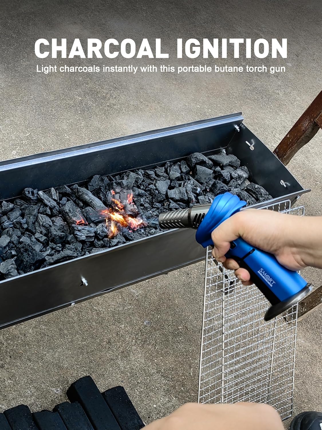 SMART JERRY Mini Torch Gun - Windproof Butane Lighter with Safety Lock | Adjustable 1500℃ Flame for Cooking, BBQ, and Soldering