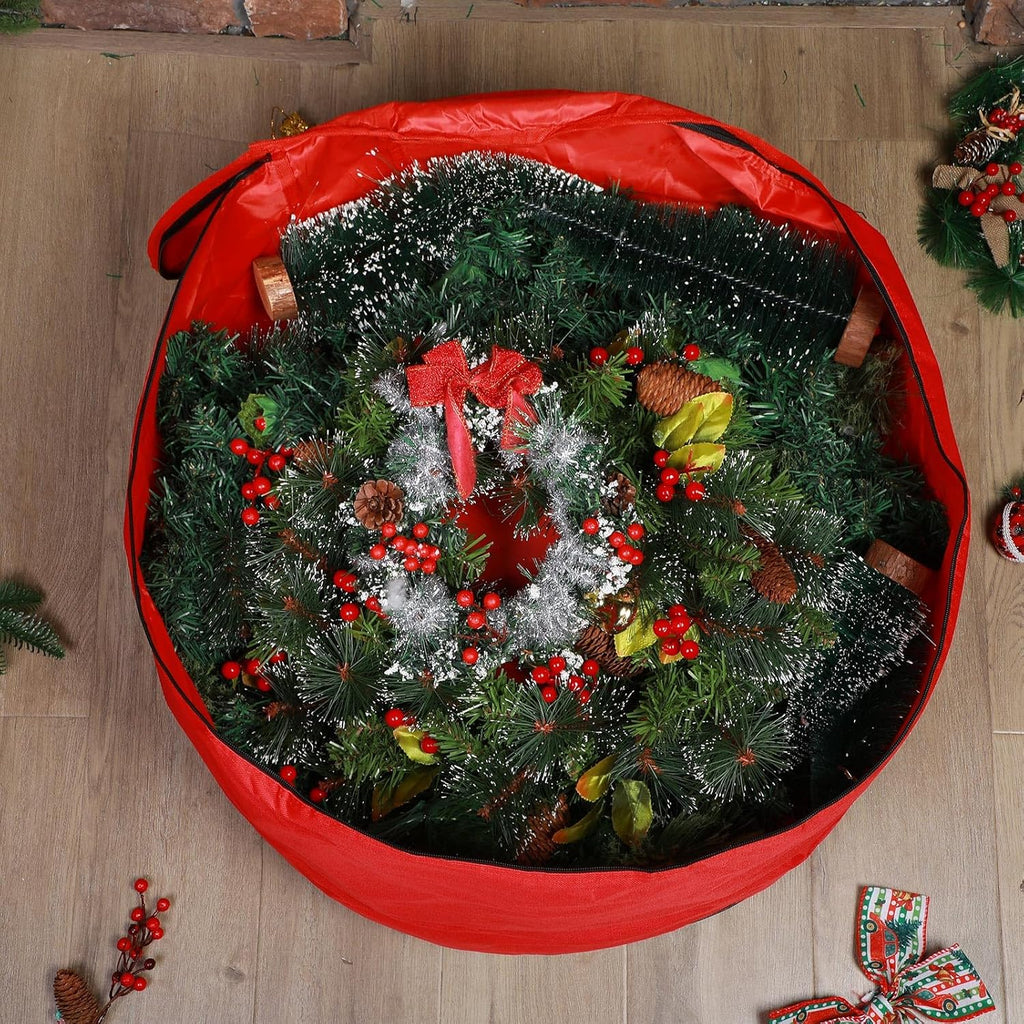 Regine Switzerland 26" Extra Large Double-Sided Christmas Wreath Storage Bag - Waterproof & Heavy Duty (2 Pcs)