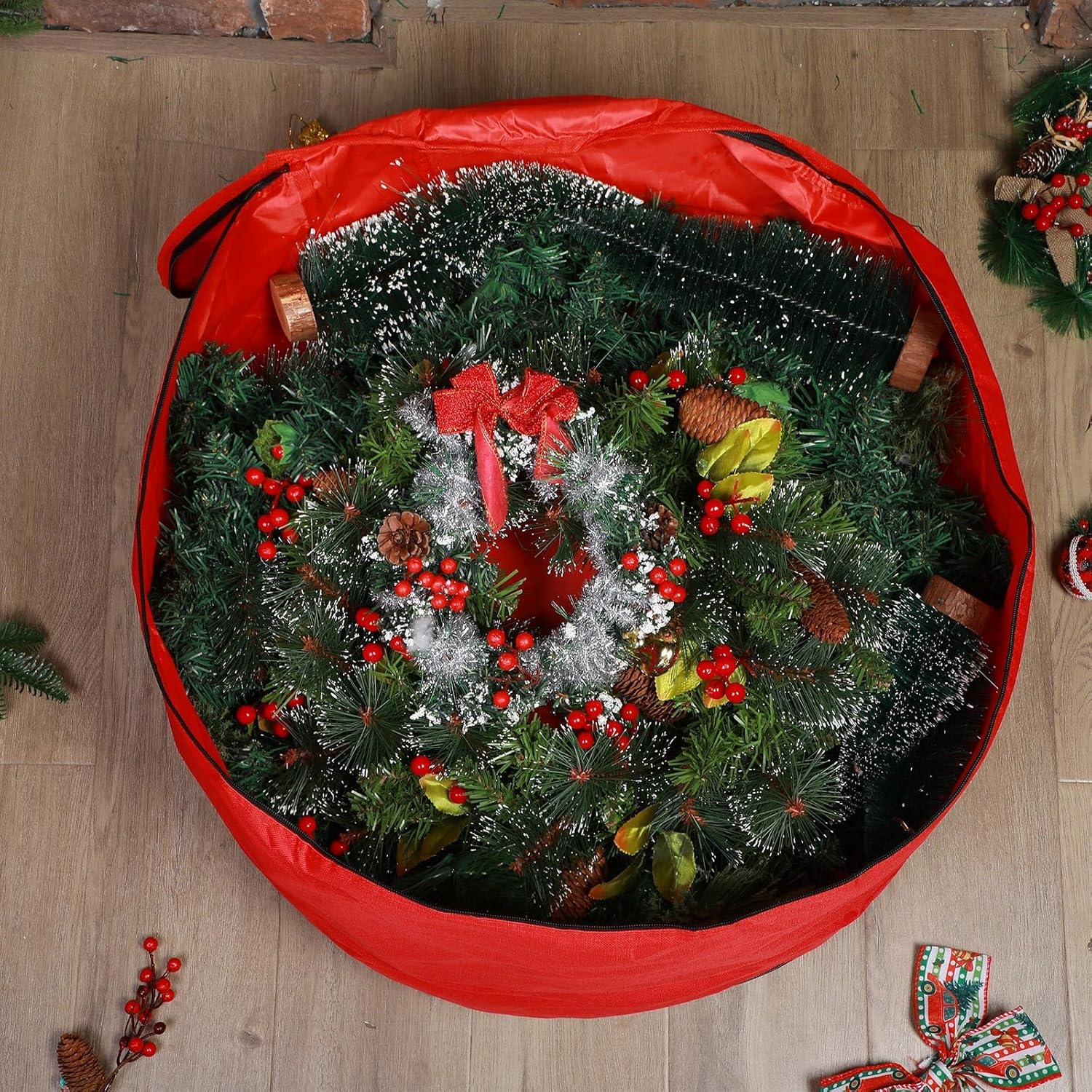 Regine Switzerland 26" Extra Large Double-Sided Christmas Wreath Storage Bag - Waterproof & Heavy Duty (2 Pcs)