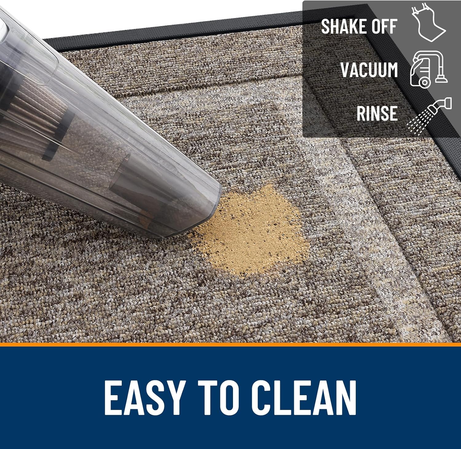 OLANLY Waterproof Front Door Mat - All-Weather Indoor/Outdoor Doormat, Easy Clean, 29.5x17, Khaki/White