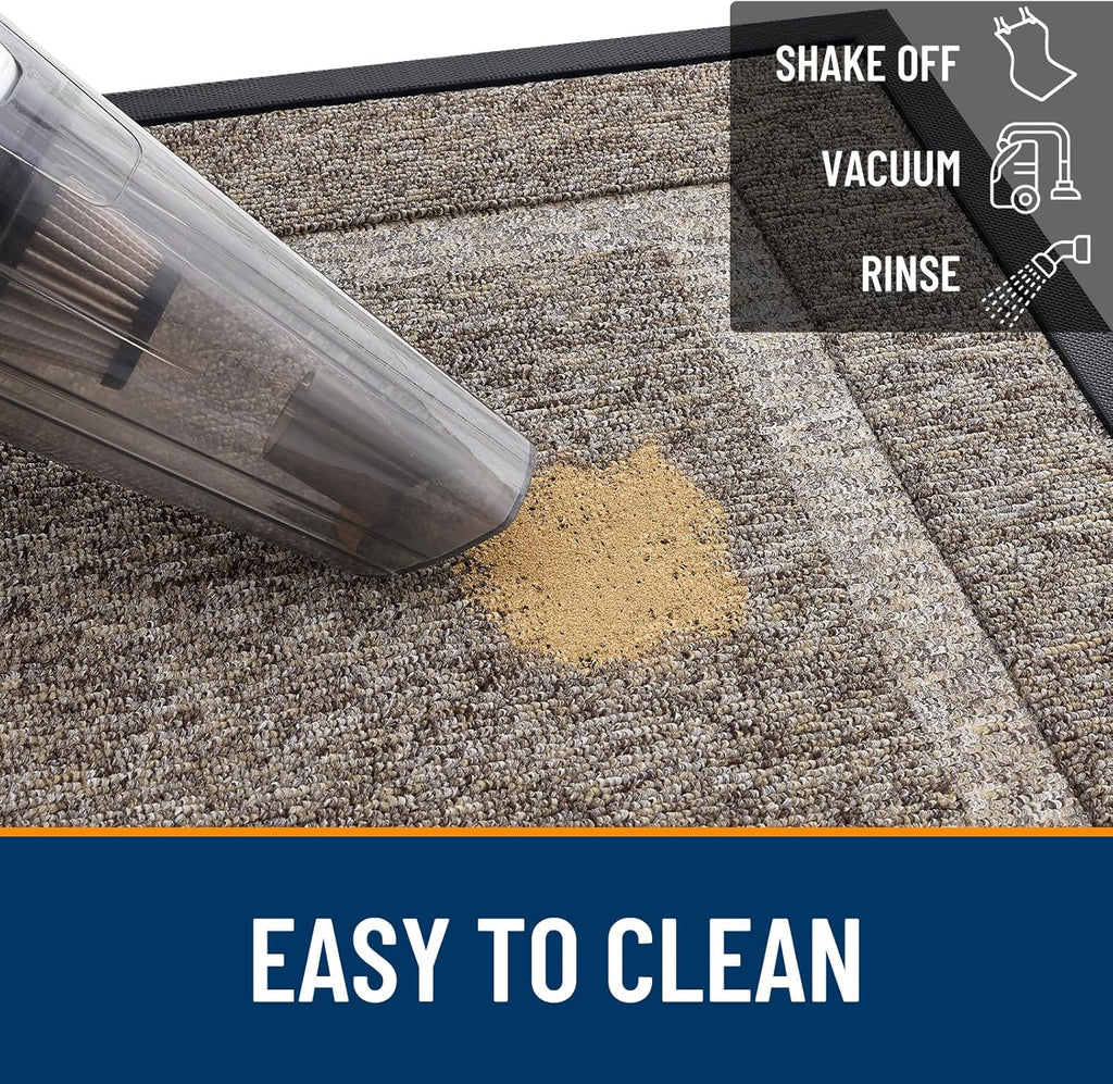 OLANLY Waterproof Front Door Mat - All-Season Indoor/Outdoor Doormat, Easy Clean, 29.5x17, Khaki & White
