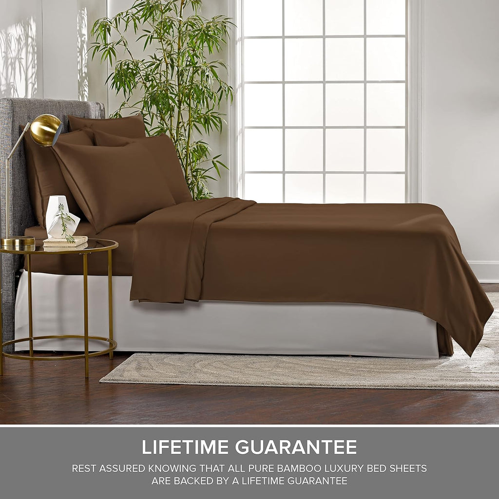 Pure Bamboo California King Sheets - 100% Organic Viscose Bed Sheet Set, Soft & Cooling, Coconut Husk